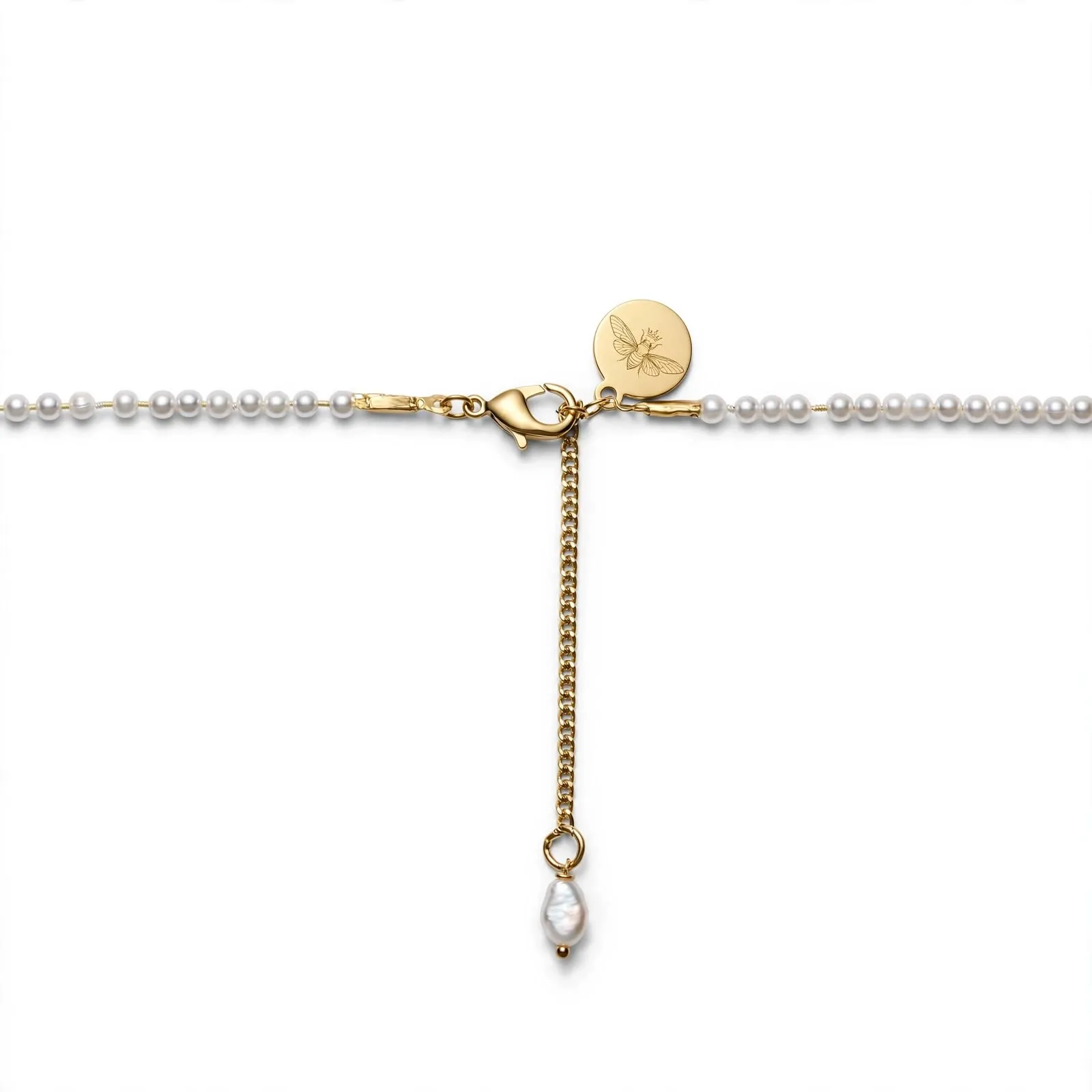 Fermoir doré à l'or fin, Collier petite fleur diamants laboratoire chaîne perles , Eugénie