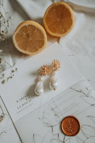 Boucles d'oreilles Gorgone style pendantes pour mariée