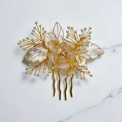 Peigne Betina - Bijou de mariée artisanal, création Provence