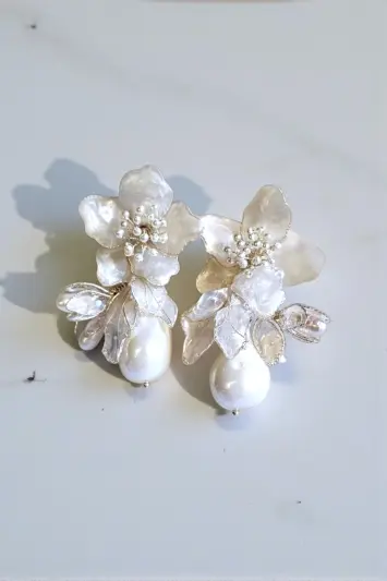 Boucles d'oreilles Sixtine - Bijou de mariée artisanal, création Provence